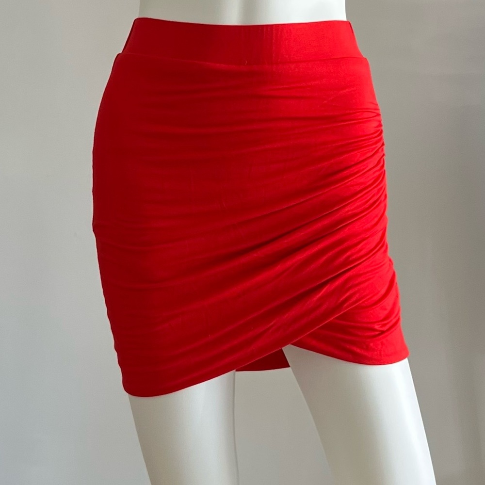 Lovers and Friends mini skirt with rouching, red, size XS